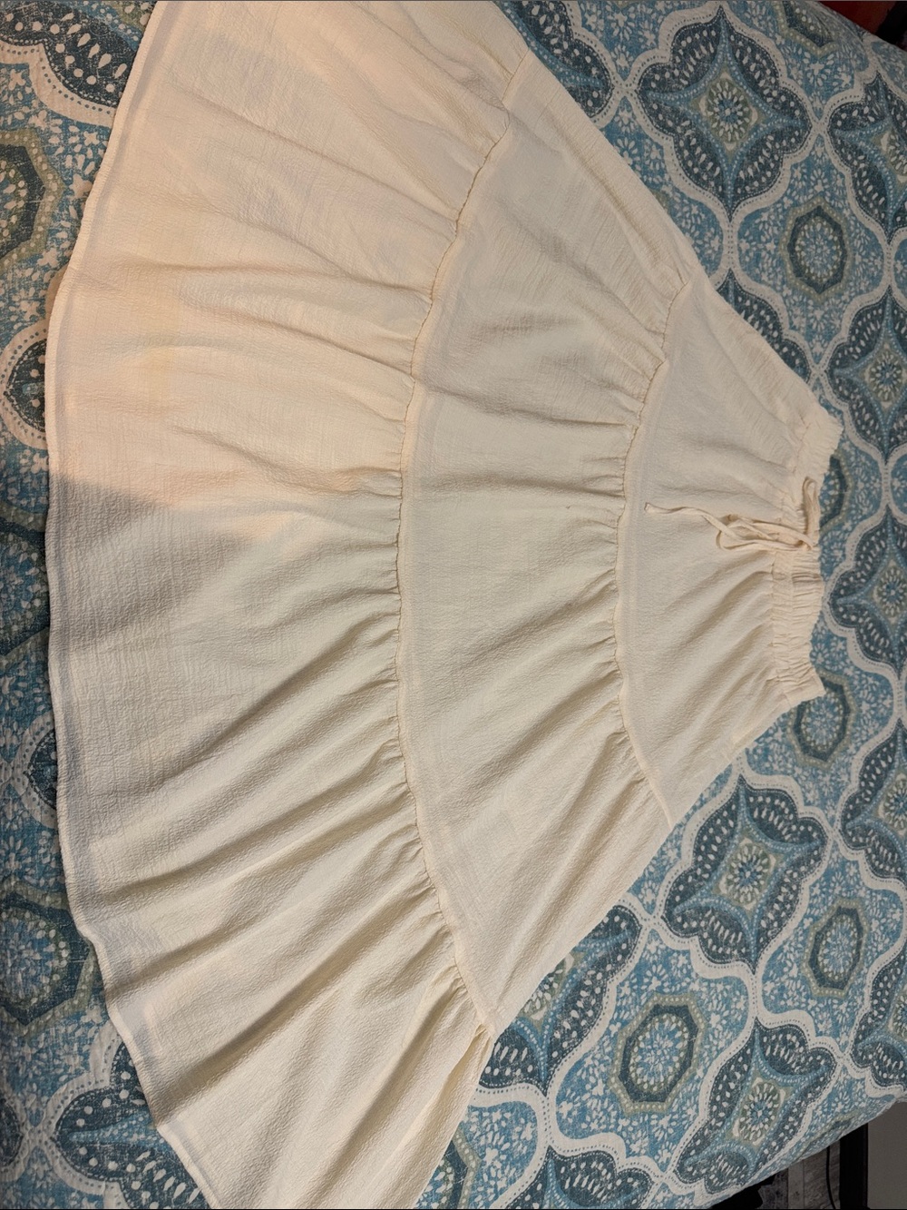 SHEIN Cream Tiered Circle Skirt with Drawstring Waist
